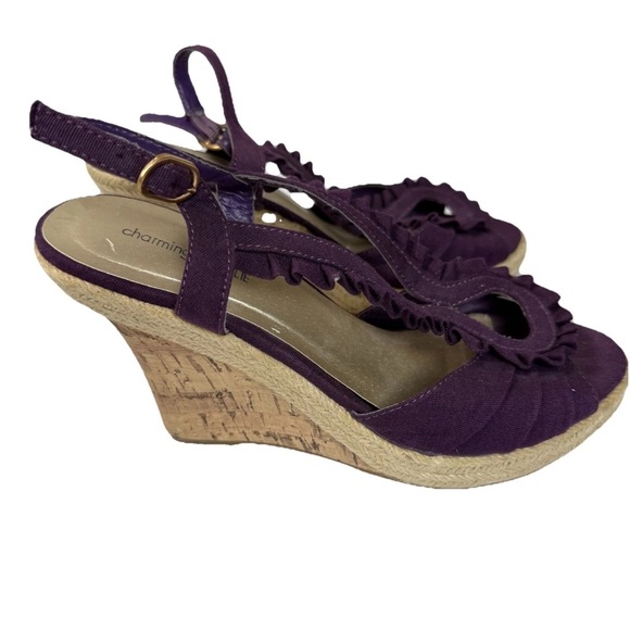 Charming Charlie Purple Wedge Sandals with Ruffle Detail - Picture 3 of 8